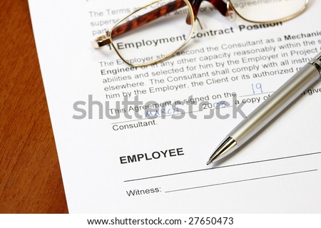 Employment contract form ready to sign