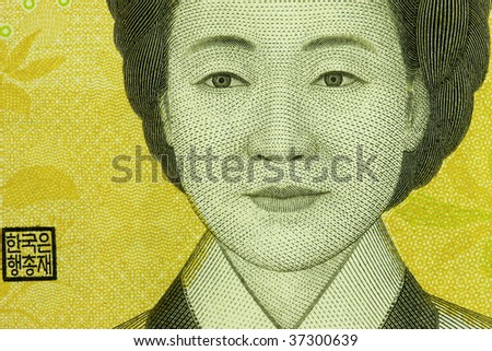 Macro photo of an image of  thousand korean won.