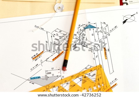 Piping And Instrument Diagram with pencil and envelope.