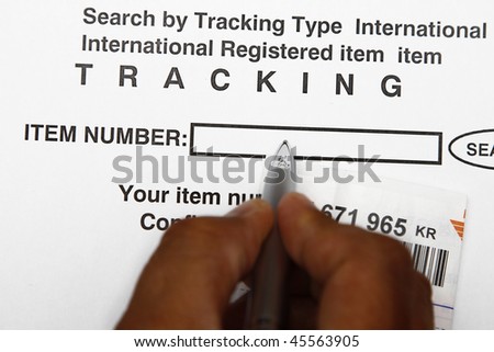 Search for the mail by entering the tracking number concept.
