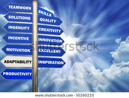 Directions and Goals with a sky background - many uses in the human resources industry.