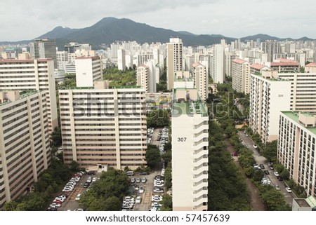 Cluster of apartments located in seoul anyang korea.