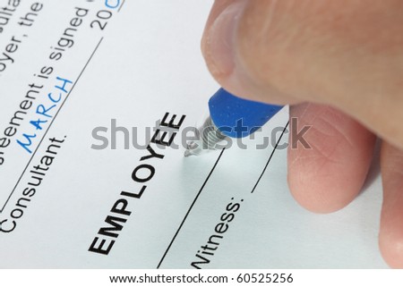 Contract signing of an employment contract close-up shot