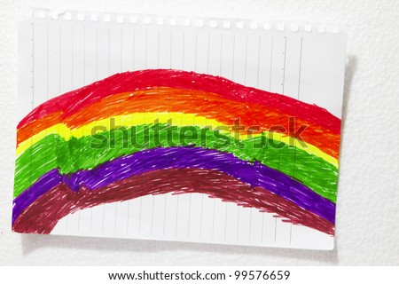 Children art coloring activity with a rainbow concept vivid colors.