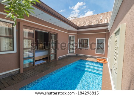 PORT DICKSON, MALAYSIA-MARCH 15, 2014:Interior view of private pool at Grand Lexis hotel in Port Dickson, Negeri Sembilan, Malaysia.