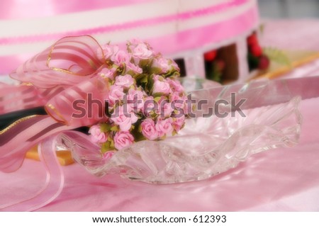 wedding knife cake in soft focus