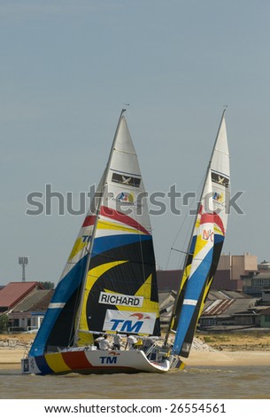 KUALA TERENGGANU, MALAYSIA - DEC 4: Team Mathieu Richard from French Team Spirit in action at Monsoon Cup 2008 in  K. Terengganu, Malaysia on December 4, 2008. They finished eighth among twelve teams.