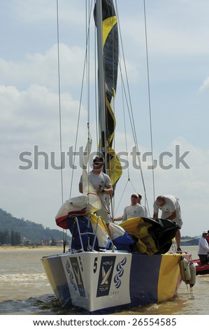 KUALA TERENGGANU, MALAYSIA - DEC 4 : Team Mathieu Richard from French Team Spirit in action at Monsoon Cup 2008 in K. Terengganu, Malaysia on December 4, 2008. They finished eighth among twelve teams.