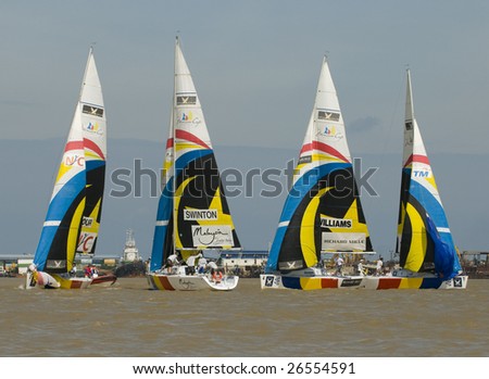 KUALA TERENGGANU, MALAYSIA - DEC 4 : From left Team Gilmour, Swinton, Williams and an unidentified team in action at Monsoon Cup 2008 in K. Terengganu, Malaysia on December 4, 2008.