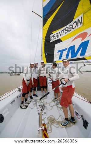 KUALA TERENGGANU, MALAYSIA - DEC 5 : On board with Team Berntsson at Monsoon Cup 2008 in  K. Terengganu, Malaysia on December 5, 2008. Berntsson did not qualify for quarter final draw.