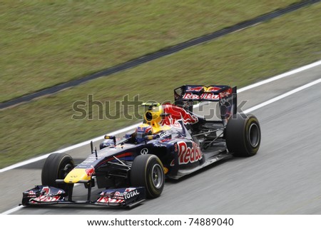 SEPANG, MALAYSIA - APRIL 8: Mark Webber of Red Bull Racing in action at PETRONAS Malaysian Grand Prix on April 8, 2011 in Sepang, Malaysia. The race will be held on Sunday April 10, 2011.