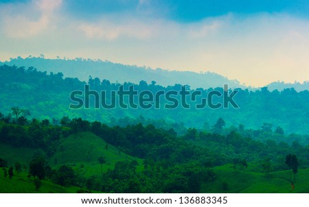 Nature Mountain views, Landscape,Viewpoint on Doi Inthanon. The highest vantage point in Thailand Overlooking the mountains. And sunset, a view that can see both sunrise and sunset ,Nature, Landscape.