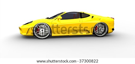 Sport Cars on Bright Yellow Sports Car   Side View Isolated Stock Photo 37300822
