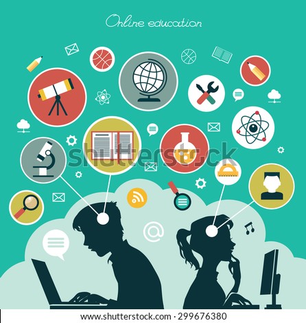 Modern vector illustration concept. Iinfographics background education. Concept of online education.