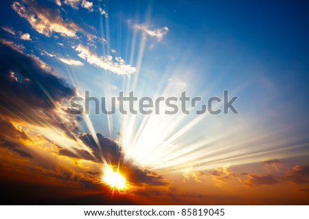 Sunset with sun rays