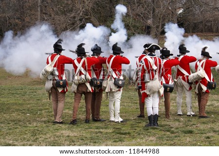 Revolutionary war reenactment at Fort Ward Historic Site Alexandria Virginia Washington DC area on President Day