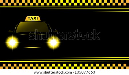 Free Vector Business Card Templates on Business Card And Black Background With Taxi Sign And Cab   Stock