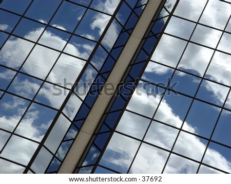 Blue sky and clouds reflection