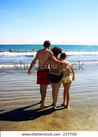 Family looking at the ocean