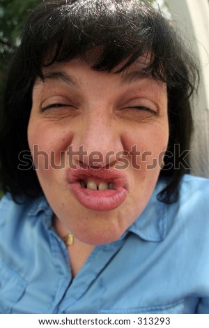Woman with an ugly face