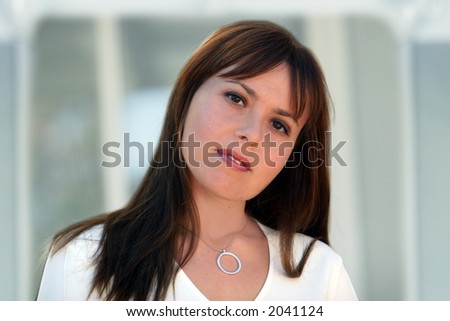 Beautiful smiling woman on a blurry background
