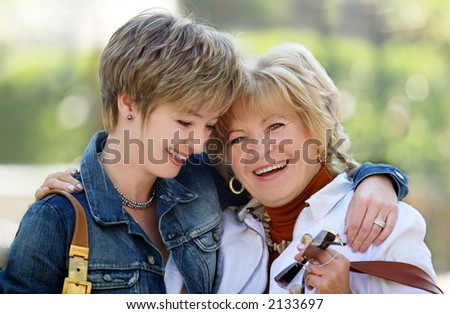 Mother and daughter having a good time together