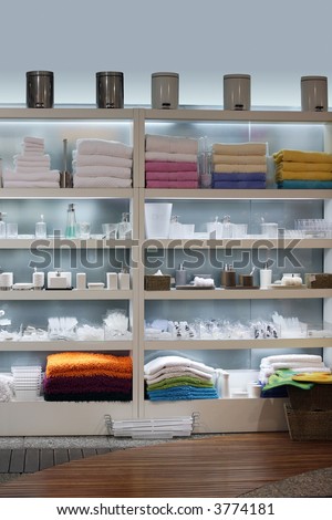 Store interior - shelves with home decor products
