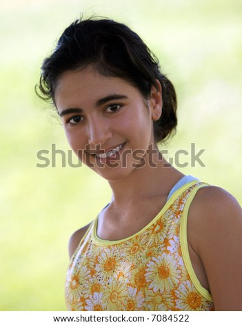 Indian thirteen year old girl smiling