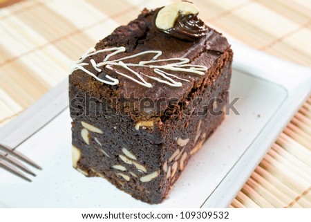 Brownie cake on white dish