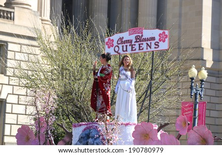WASHINGTON, DC - APRIL 12: Cherry Blossom festival Parade on April 12, 2014 in Washington DC,USA. The parade is a Cherry Blossom celebration in Washington D.C.