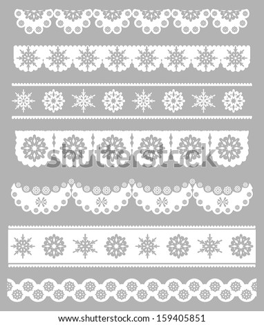 Scalloped Christmas Digital Seamless Borders with Snowflakes Scalloped Christmas Digital Seamless Borders with Snowflakes