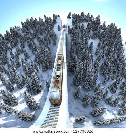 The train image in mountains