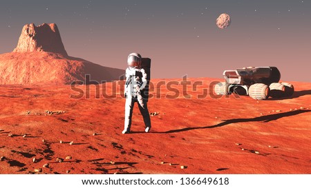 scene of the astronaut on mars
