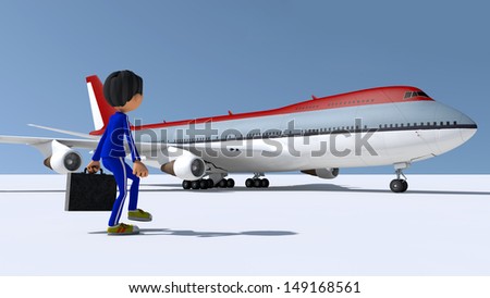The image of the little man near the plane