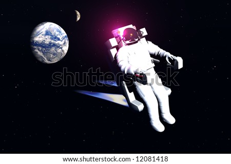 scene of the astronaut in space