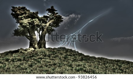 The tree and lightning image