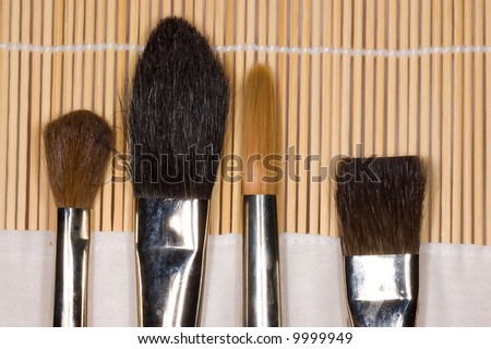 Four different watercolor brushes in carrying case