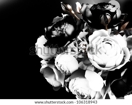 beautiful bouquet with roses on a black background