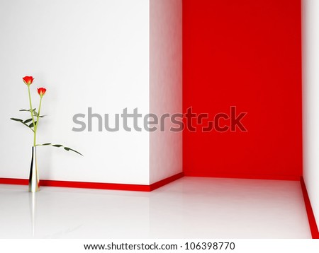 Interior design scene with a roses, rendering
