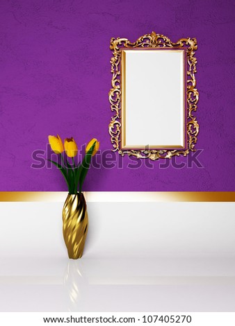 beautiful yellow tulips and the mirror