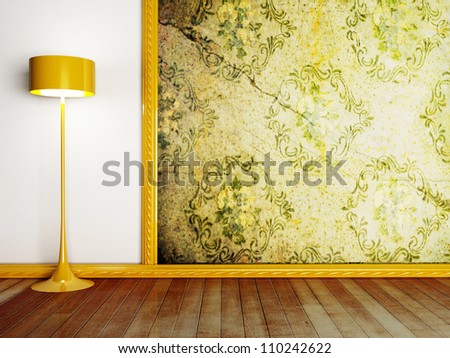 floor golden lamp in the room