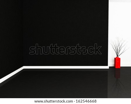 Empty Room With A Red Vase, Rendering
