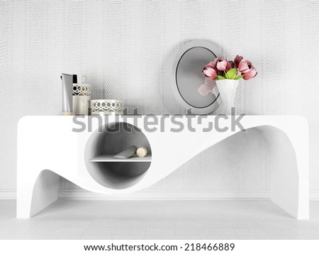 cosmetics and flowers on the table