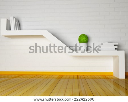 a creative shelf on the wall, 3D rendering