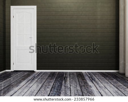 white door in the empty room