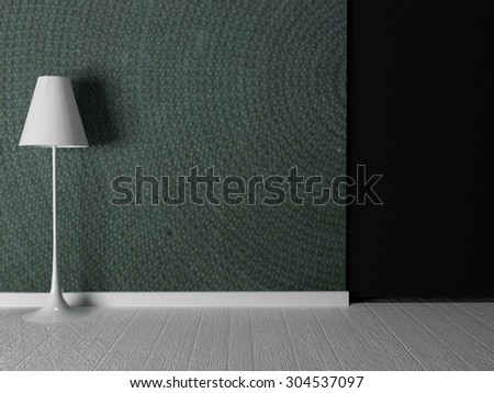 floor lamp near nice wallpaper, 3d rendering