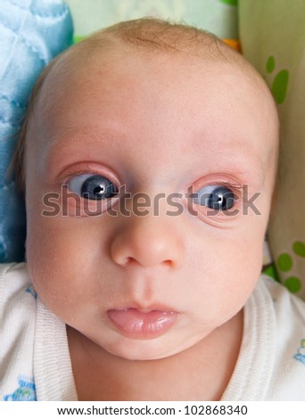 Baby Boy Face expression ,  closeup (fish eye lens)