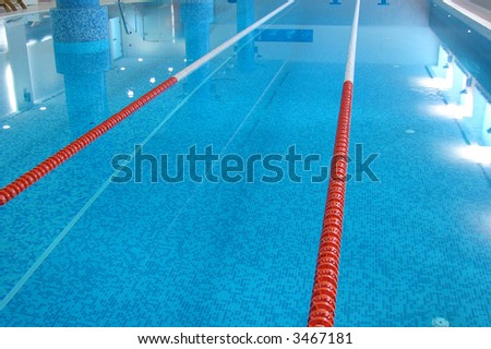 sport Swimming Pool of 25 meters with Lanes witn blue water