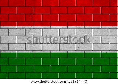 Hungary flag painted on a brick wall