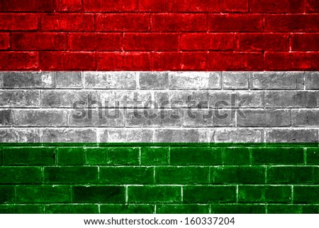 Hungary flag painted on a brick wall